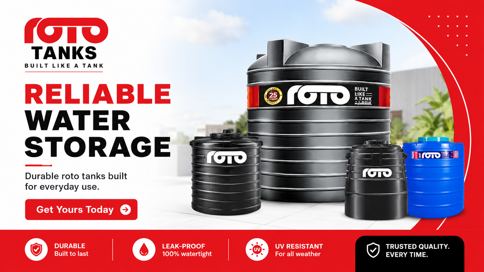Roto water tanks ready for order